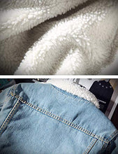 Load image into Gallery viewer, Springrain Men's Winter Sherpa Lined Denim Jacket Windbreaker Trucker Jacket (Light Blue, X-Small)