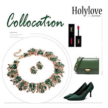 Load image into Gallery viewer, Green Statement Necklace and Earrings Set with Rhinestone for Women Costume Prom Party Big Chunky Jewelry Sets