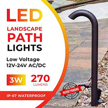 Load image into Gallery viewer, LUMENGY 3W LED Landscape Lighting, Wired 12V-24V AC/DC Low Voltage, Brown Aluminum Bollard Pathway Lights for Walkways Driveways & Garden, IP67 Waterproof, 3000K Warm White (4 Pack)