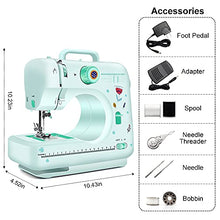 Load image into Gallery viewer, Portable Sewing Machine for Beginners, 12 Built-in Stitches Mini Embroidery Sewing Machine for Household Crafting & DIY