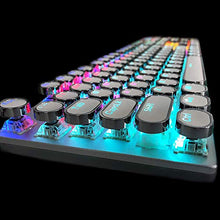 Load image into Gallery viewer, Retro Steampunk Gaming Mechanical Keyboard, Metal Panel, Black Switches, LED Backlit,USB Wired,Hand Rest,Typewriter-Style Round Keycaps,for Game and Office,for Computer Laptop Desktop PC(2088-White)