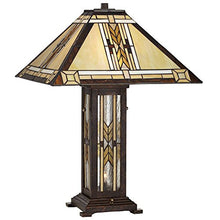 Load image into Gallery viewer, Drake Tiffany Style Table Lamp with Nightlight Mission Bronze Stained Glass for Living Room Family Bedroom Bedside - Franklin Iron Works