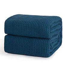 Load image into Gallery viewer, Bedsure 100% Cotton Thermal Blanket - 405GSM Soft Blanket in Waffle Weave for Home Decoration - Perfect for Layering Any Bed for All-Season - Queen Size (90 x 90 inches), Teal