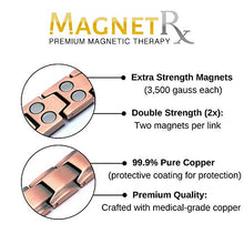 Load image into Gallery viewer, MagnetRX® Pure Copper Magnetic Therapy Bracelet - Arthritis Pain Relief & Carpal Tunnel Magnetic Copper Bracelets for Men - Adjustable Length with Sizing Tool (Leo Style)