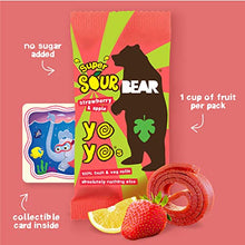 Load image into Gallery viewer, BEAR Sour - Real Fruit Yoyos - Strawberry-Apple, No added Sugar, All Natural, non GMO, Gluten Free, Vegan - Healthy on-the-go snack for kids & adults, 0.7 Ounce (Pack of 12)