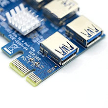 Load image into Gallery viewer, PCIe 1 to 4 Riser Card, Pcie Splitter 1 to 4 PCI Riser Card, 4 Risers into 1 PCI Card, PCIe Multiplier Risers 1X to External 4 PCI-e USB3.0 Adapter for ETH Miner GPU Crypto Bitcoin Ethereum Mining Rig