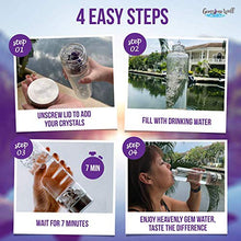 Load image into Gallery viewer, Crystal Water Bottle Elixir Set | Includes Authentic Amethyst & Clear Quartz Crystals And Healing Stones | Black Neoprene Sleeve | Drink Gem Infused Water On The Go