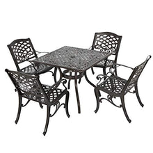 Load image into Gallery viewer, Christopher Knight Home Hallandale Outdoor Sarasota Cast Aluminum Square Dining Set, 5-Pcs Set, Hammered Bronze