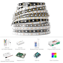 Load image into Gallery viewer, BTF-LIGHTING WS2812B RGB 5050SMD Individual Addressable 16.4FT 60Pixels/m 300Pixels Flexible Black PCB Full Color LED Pixel Strip Dream Color IP30 Non-Waterproof Making LED Screen LED Wall Only DC5V