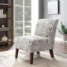 Load image into Gallery viewer, Linon Linen Script Lily, Dark Walnut Chair, 21.5" W x 29.5" D X 31.5" H