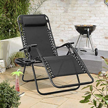 Load image into Gallery viewer, Tuoze Zero Gravity Chairs Adjustable Outdoor Folding Lounge Patio Chairs with Pillow Recliners for Poolside, Beach, Yard Set of 2 (Black)