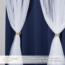 Load image into Gallery viewer, PONY DANCE Sliding Glass Door Blind - Blackout Curtains with White Sheer Grommet Top Decoration for Living Room Bedroom, 100" Wide x 84" Long, Navy Blue, 1 Panel