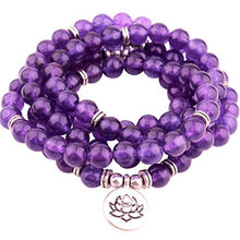 Load image into Gallery viewer, GVUSMIL 8mm 108 Mala Beads Amethyst Wrap Bracelets for Yoga Bead Necklace