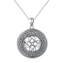 Load image into Gallery viewer, 925 Sterling Silver Jewelry Oxidized Good Luck Irish Knot Celtic Medallion Round Pendant Necklace, 20 inch