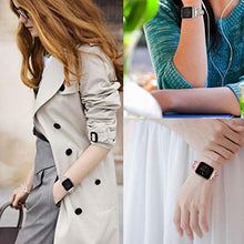 Load image into Gallery viewer, AmzAokay Stainless Steel Band Compatible Apple Watch Bands 38mm 42mm Women Iwatch Series 6 SE 5 4 3 2 1 Accessories Jewelry Cuff Bangle Bracelet Metal Wristband Strap (Silver, 42mm/44mm)