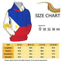 Load image into Gallery viewer, Philippines Flag Print Hoodies Kids 3D Print Sweatshirts Long Sleeve Pullover Hoodies with Pocket for Teen Boys and Girls Black