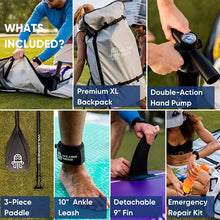 Load image into Gallery viewer, Wilderness 10'6"x32"x 6" Premium Inflatable Stand Up Paddle Board | Australian Owned | 8 SUP Accessories, Easy Balance, Non-Slip Deck, Backpack, Paddle, Leash and Pump