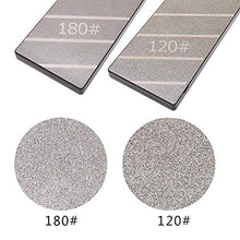 Load image into Gallery viewer, Koja Precision Lapping Plate | Extra Large 2.75 X 10” Two 2-Sided Diamond Flattening Stone and Sharpening Plate | 120 & 180 Grit Whetstone Fixing Stone Flattener | Quality Guarantee!