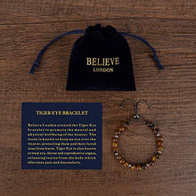 Load image into Gallery viewer, Believe London Tiger Eye Bracelet with Jewelry Bag & Meaning Card | Strong Elastic | Precious Natural Stones Crystal Healing Gemstone Men Women Meditation