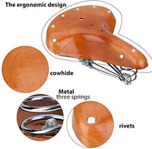 Load image into Gallery viewer, FUFEN Vintage Bicycle Seat, Classic Brown Bicycle Seat, Thick Cowhide Material, Electroplated Spring Design, Strong Rivets, Suitable for Outdoor Riding and Long-Distance Riding on Retro Bicycles.