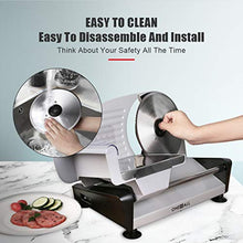 Load image into Gallery viewer, Meat Slicers Electric, Food Deli Slicers with Two 7.5” Serrated Stainless Steel Blade Upgrade Precisely Cuts Meat, Cheese, Bread, Fruit & Veggies, Adjustable Thickness Dial, Non-Slip Feet (2 Blade)