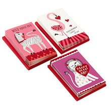 Load image into Gallery viewer, Hallmark Kids Mini Valentines Day Cards Assortment, 18 Cards with Envelopes (Flamingo, Zebra, Lion)