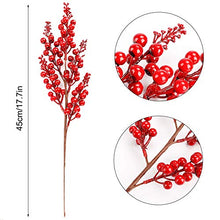 Load image into Gallery viewer, FUNARTY 5 Packs Artificial Red Berry Faux Christmas Berry Stems for Winter Holiday Christmas Décor