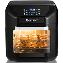 Load image into Gallery viewer, COSTWAY 10.6 QT Electric Air Fryer Toaster Oven, 7-in-1 Kitchen Pizza Air Oven with Rotisserie, Multifunctional Cooking Oven, Oil Less Cooker, with Intelligent Screen, Auto Shut-Off Function, w/ Dishwasher-Safe Accessories (Black)