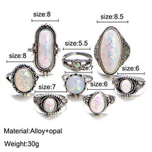 Load image into Gallery viewer, Fheaven 8PC Boho Jewelry Silver Natural Gemstone Marquise Moonstone Beads Personalized Ring Girs Women Gift (8PC)