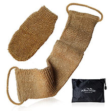 Load image into Gallery viewer, Natural Back Scrubber for Shower for Men and Women - Set of Hemp Back Washer & Exfoliating Glove for Body- Long Back Sleeve with Scrub Mitten for Deep Cleaning & Skin Relax