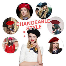 Load image into Gallery viewer, Wool Beret Hat Solid Color French Beret with Skily Scarf and Brooch (Black)