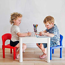 Load image into Gallery viewer, PlayBuild Kids 4 in 1 Play & Build Table Set for Indoor Activity, Outdoor Water Play, Toy Storage & Building Block Fun Includes 2 Toddler Chairs