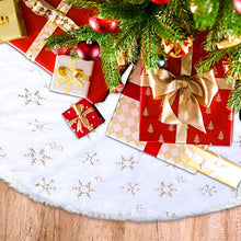 Load image into Gallery viewer, Christmas Tree Skirt - 36 Inches for Small Trees, Soft Faux Fur Golden Snowflake Tree Skirt for Christmas Decorations Indoor Outdoor - Golden Snowflake