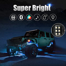 Load image into Gallery viewer, SUNPIE Upgraded 210 Degrees Wide Angle RGBW LED Rock Lights 4 Pod Lights with Phone App/Remote Control & Timing & Music Mode & Flashing & Automatic Control Neon Lights Under Off Road Truck SUV ATV