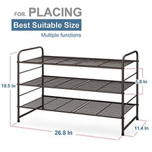 Load image into Gallery viewer, Simple Trending 3-Tier Stackable Shoe Rack, Expandable & Adjustable Shoe Shelf Storage Organizer, Wire Grid, Bronze