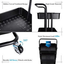 Load image into Gallery viewer, DTK 4 Tier Utility Rolling Cart with Wheels, Storage Kitchen Organizer Craft Cart with Shelves, Trolley Mobile Cart for Office, Kitchen, Bathroom (Black) Frank
