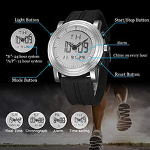 Load image into Gallery viewer, SINOBI Mens Analog Digital Sport Watches Electronic Wrist Watch with Alarm Stopwatch LED Backlight and Rubber Strap (Silver)