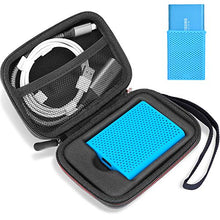 Load image into Gallery viewer, ProCase Shockproof Carrying Case + Silicone Cover Combo for Samsung T5 / T3 Portable 250GB 500GB 1TB 2TB SSD USB 3.1 External Solid State Drives, Protective Hard EVA Storage Case Bag -Black
