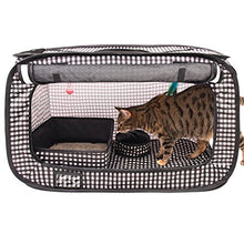 Load image into Gallery viewer, CHEERING PET, Cat Condo Cage, Travel Cage, Portable Pet Crate, Collapsible Litter Box, Foldable Feeding Bowl, Hanging Feather Teaser and Ball, Carrying Bag, Extra Large 32" X 19" X 19" (Checker Board)