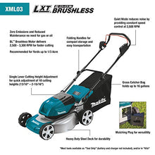 Load image into Gallery viewer, Makita XML03CM1 36V (18V X2) LXT® Brushless 18" Lawn Mower Kit with 4 Batteries