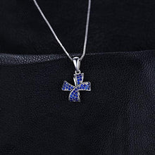Load image into Gallery viewer, QMM necklace Pendant Flower Knot 0.22Ct Created Blue Spinel Pave Pendant Necklace 925 Sterling Silver Jewelry for Women 45Cm Chain