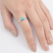 Load image into Gallery viewer, Women's Simple Simulated Turquoise Unique Ring New .925 Sterling Silver Band Size 7