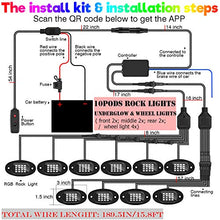 Load image into Gallery viewer, SUZCO 10-pods Trucks LED RGB Neon Underglow Rock Lights Kit, 【Dual-Zone】+【160LEDs】+【2-in-1 Line】 Sync Music Under Wheel Well Lights Waterproof 12V with APP/RF/IR for Jeep Offroad ATV UTV SUV