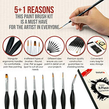 Load image into Gallery viewer, DUGATO Fine Detail Paint Brush Set, 8pcs Tiny Professional Micro Miniature Painting Brushes Kit with Ergonomic Handle for Acrylic, Oil, Watercolor, Art, Scale Model, Face, Paint by Numbers (VIII)