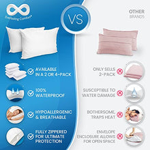 Load image into Gallery viewer, Everlasting Comfort Waterproof Pillow Protectors Standard Size, 2-Pack - Zippered Design to Prevent Bedbugs, Dust Mites and Allergens - Hypoallergenic Pillow Case Cover - Set of 2, White