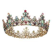 Load image into Gallery viewer, SWEETV Jeweled Baroque Queen Crown - Rhinestone Wedding Crowns and Tiaras for Women, Costume Party Hair Accessories with Gemstones