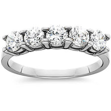 Load image into Gallery viewer, 1ct Five Stone Genuine Round Diamond Wedding Anniversary Ring 14K White Gold - Size 7