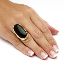 Load image into Gallery viewer, Palm Beach Jewelry 18K Yellow Gold Plated Oval Cut Natural Black Onyx Bezel Set Ring Size 7