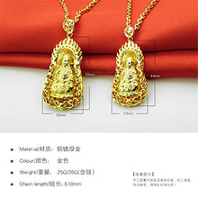 Load image into Gallery viewer, LiFashion LF 2Pcs His Her 18K Gold Plated Chinese Sakyamuni Buddha Blessing Lucky Pendant Necklace for Couples Amulet Jewelry for Men Women