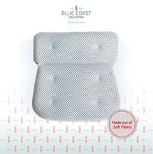 Load image into Gallery viewer, Blue Coast Collection–Bath Pillow for Tub with Konjac Sponge–Large Size for Bathtub, Hot Tub, Jacuzzi, and Home Spa–Non-slip Luxury Support for Head, Neck, Back and Shoulders, 6 Strong Suction Cups